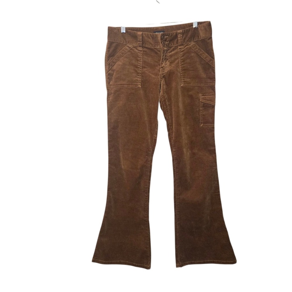 Abercrombie & Fitch Y2K Brown Corduroy Low Rise Flare Cargo Pants Size 4